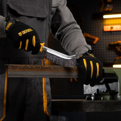 Щетка металлическая с пластмассовой ручкой, нержавеющая проволока DENZEL-Tehinstrument