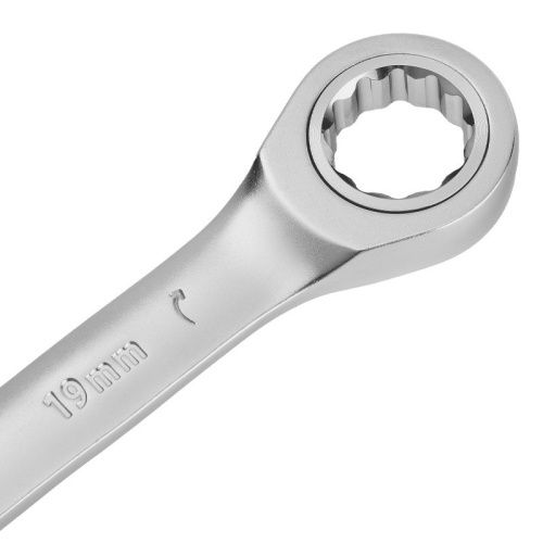 Ключ комбинированный трещоточный, 19 мм, CrV, матовый хром Denzel-Tehinstrument