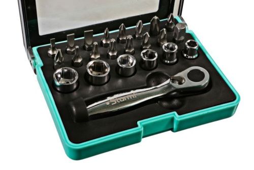Набор бит и головок торцевых, трещотка 72 зуба, 22 предмета,  Sturm-Tehinstrument