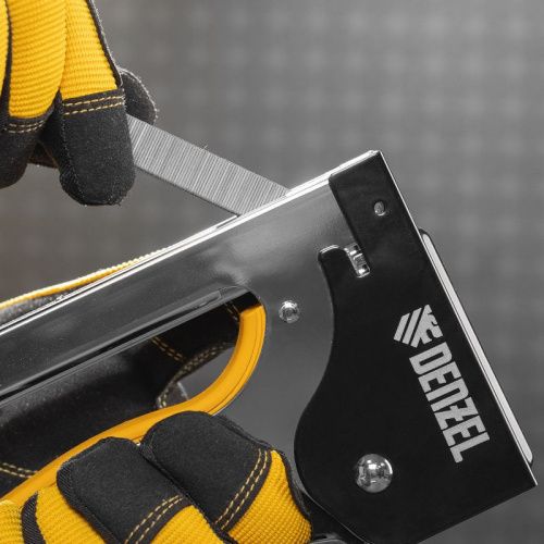 Степлер металл., скобы в комплекте, плавная регулировка удара, 2К рукоятка, тип 53, 4-14 мм Denzel-Tehinstrument