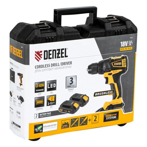 Дрель-шуруповерт аккумуляторная Denzel, бесщет. BLDL-IB-18-02-Tehinstrument