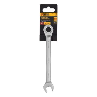 Ключ комбинированный трещоточный, 13 мм, CrV, матовый хром Denzel-Tehinstrument