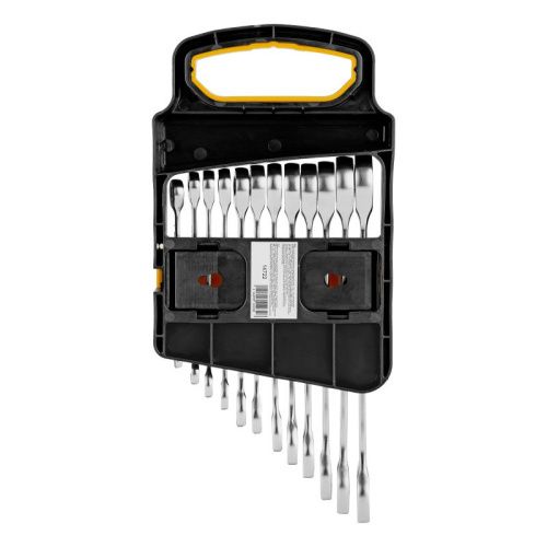 Набор ключей комбинированных трещоточных 6-19 мм, 12 шт., CrV, матовый хром Denzel-Tehinstrument