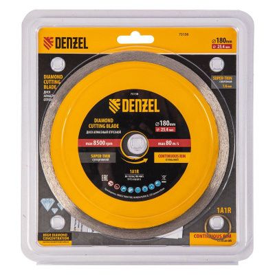 Диск алмазный сплошной, супертонкий Denzel 180 х 25,4 мм-Tehinstrument