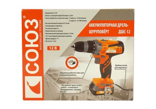 Аккумуляторный шуруповерт СОЮЗ ДШС-12-Tehinstrument