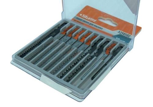 Набор пилок для лобзика по дереву, 10 шт, T101B, T144D, T101BR, T119BO, T111C, T101D, T101A, T144D, HCS,  Sturm-Tehinstrument