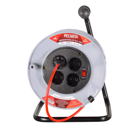 Удлинитель силовой на катушке Ресанта СУ-2х1-50/2 (с выкл., 4 розетки)-Tehinstrument