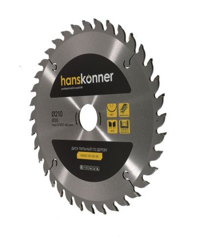 Пильный диск по дереву 210x30мм, 36 зубьев, Hanskonner-Tehinstrument