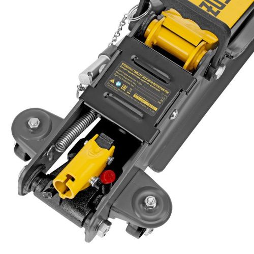 Домкрат гидравлический подкатной с фиксатором, 2,5 т,  85-385 мм, в пласт. кейсе Denzel-Tehinstrument