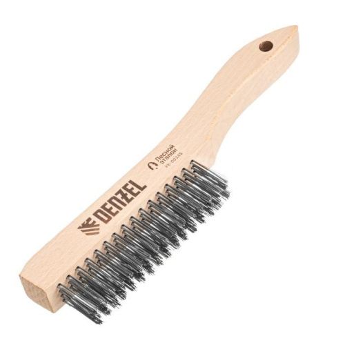 Щетка зачистная 4-х рядная, прямая проволока из нержавеющей стали с деревянной ручкой, EFP// Denzel-Tehinstrument