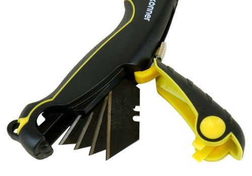 Нож строительный, трапециевидное лезвие, 4 доп. лезвия, SK2 сталь, Hanskonner-Tehinstrument