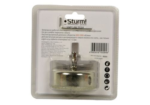 Коронка алмазн. По керам. Плитке и стеклу 75 х 55 мм,  с центрир. Сверл.  Sturm-Tehinstrument