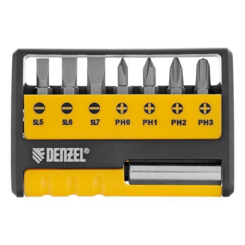 Набор бит с магнитным держателем Denzel S2, 8 шт -Tehinstrument