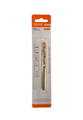 Сверло по металлу  Sturm 8,0х117 мм, сталь HSS, нитридтитан., 118° ,блистер 1 шт-Tehinstrument