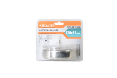 Коронка алмазн. По керам. Плитке и стеклу 120 x 55 мм,  с центрир. Сверл.  Sturm-Tehinstrument