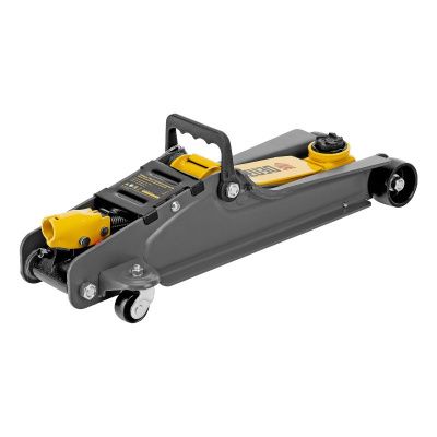 Домкрат гидравлический подкатной с фиксатором, 2,5 т,  85-385 мм, в пласт. кейсе Denzel-Tehinstrument