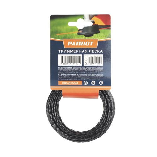 Леска D 2,0 мм L 12 м (скрученный квадрат, черная), Patriot-Tehinstrument