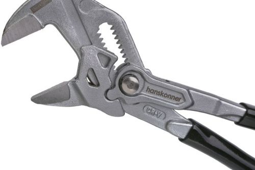 Клещи-переставные, 175мм, кнопочный шарнир, без засечек на губках, Hanskonner-Tehinstrument