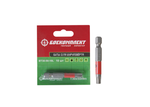 Биты t30x50мм, Torx Tamper, сталь S2, 10шт ЛЕНТА, БОЕКОМПЛЕКТ-Tehinstrument