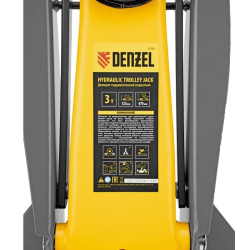 Домкрат гидравлический подкатной, 3 т, 125-470 мм, быстрый подъем, проф. Denzel-Tehinstrument