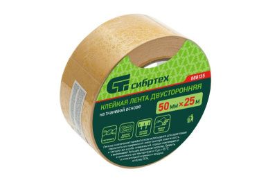 Лента клейкая двусторонняя, 50 мм х 25 м, на тканевой основе Сибртех-Tehinstrument
