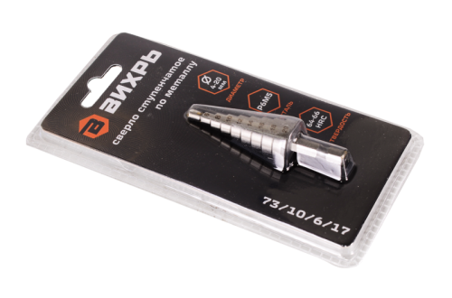 Сверло ступенчатое по металлу 4-6-8-10-12-14-16-18-20мм, P6M5, шестигранный хвостовик Вихрь-Tehinstrument