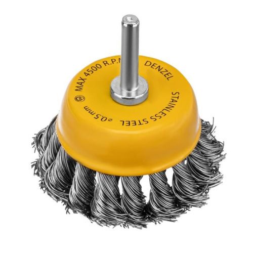 Щетка для дрели, 65 мм, Чашка, со шпилькой, нержавеющая крученая проволока Denzel-Tehinstrument