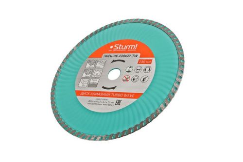 Алмазный диск, сухая/влажная резка Turbo Wave 230мм  Sturm-Tehinstrument