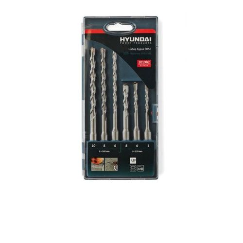 Набор буров для перфоратора HYUNDAI SDS+ (6шт)  5/6/8х110  6/8/10х160mm 201902-Tehinstrument