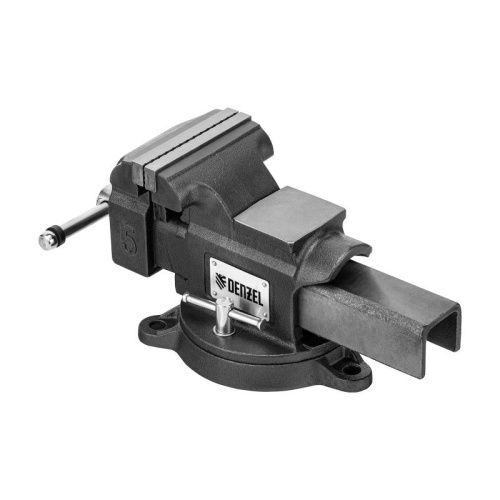 Тиски слесарные BVH-125, 125 мм, поворотные, стальная направляющая, с наковальней //Denzel-Tehinstrument