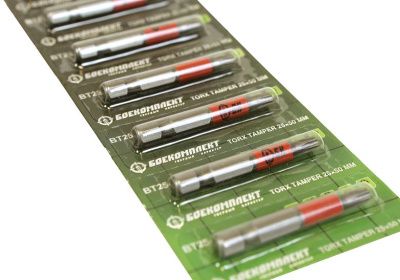 Биты t25x50мм, Torx Tamper, сталь S2, 10шт ЛЕНТА, БОЕКОМПЛЕКТ-Tehinstrument