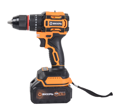 Дрель-шуруповерт аккумуляторная Вихрь ДА-20Л-2К/ЛБ (для ледобура, бесщеточный двигатель)-Tehinstrument