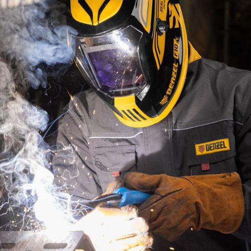 Щиток защитный лицевой (маска сварщика) F10, см. окно 100х96, Real Color, DIN 4-8/9-13 Denzel-Tehinstrument