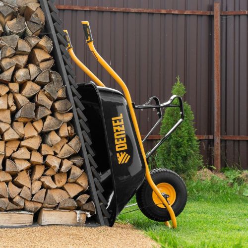 Тачка строительная, усиленная Denzel, объем 130 л, 230 кг, колесо 15х6.00-6-Tehinstrument