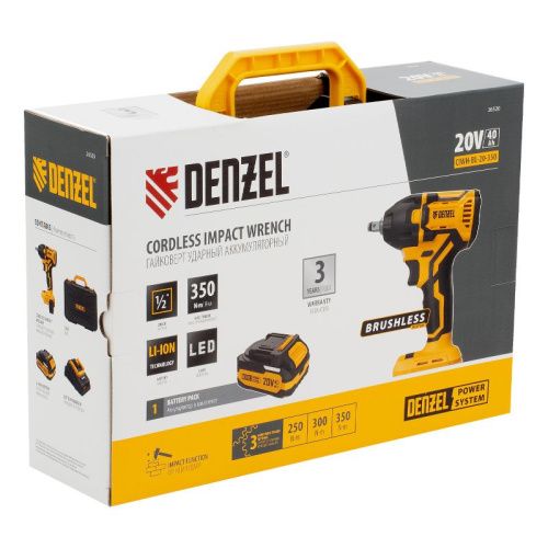 Гайковерт ударный аккумуляторный бесщет. CIWH-BL-20-350, Li-Ion, 20 В// Denzel-Tehinstrument