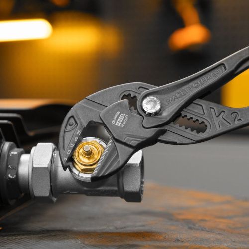 Клещи переставные, кнопочный механизм, обливные рукоятки, сантехнические, 250 мм Denzel-Tehinstrument