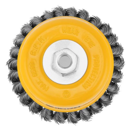 Щетка для УШМ, 125 мм, "Чашка", крученая нержавеющая проволока 0.5 мм, М14 Denzel-Tehinstrument