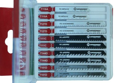 Набор пилок для лобзика универсальный, 10 шт, T101D,T144D,T127D,T111C,T118A, HCS, БОЕКОМПЛЕКТ-Tehinstrument