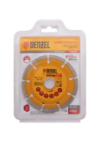 Диск алмазный, отрезной сегментный, 115 х 22.2 мм, сухая резка Denzel-Tehinstrument