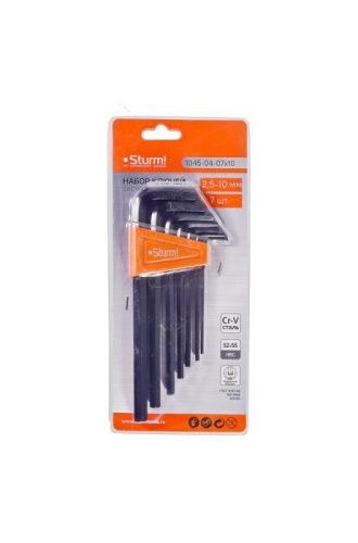 Набор шестигранных ключей 2, 5-10 мм, CrV, 7шт, оксидированное покрытие  Sturm-Tehinstrument