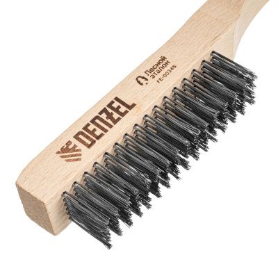Щетка зачистная 6-и рядная, прямая проволока из нержавеющей стали с деревянной ручкой, EFP// Denzel-Tehinstrument