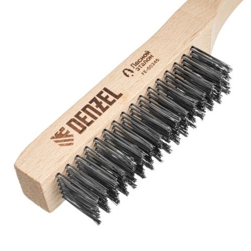 Щетка зачистная 6-и рядная, прямая проволока из нержавеющей стали с деревянной ручкой, EFP// Denzel-Tehinstrument