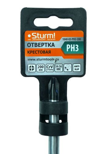 Отвертка крестовая PH3x200мм, CrV, магнитный наконечник  Sturm-Tehinstrument