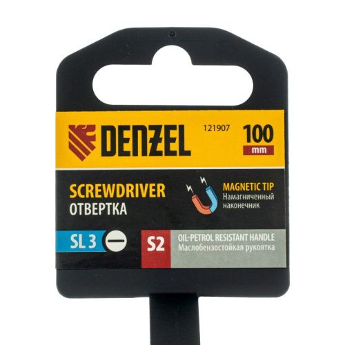 Отвертка, SL3х100 мм, S2, 3к рукоятка Denzel-Tehinstrument