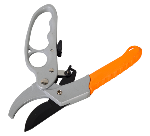 Секатор ВИХРЬ 200мм (возвратная пружина, храповый механизм, тефлоновое покрытие, обрезиненные рукоятки)-Tehinstrument