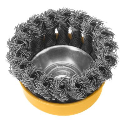 Щетка для УШМ, 75 мм, "Чашка", крученая нержавеющая проволока 0.5 мм, М14 Denzel-Tehinstrument