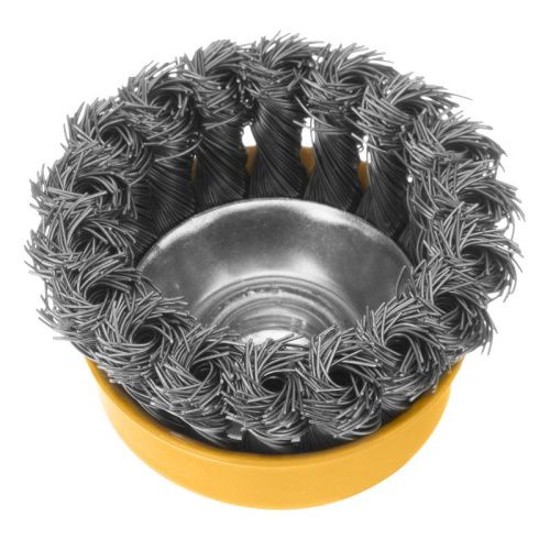 Щетка для УШМ, 75 мм, "Чашка", крученая нержавеющая проволока 0.5 мм, М14 Denzel-Tehinstrument