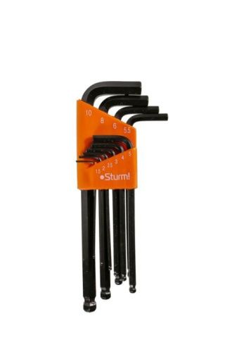 Набор шестигранных ключей с шаром 1, 5-10 мм, CrV, 7шт, оксидированное покрытие  Sturm-Tehinstrument