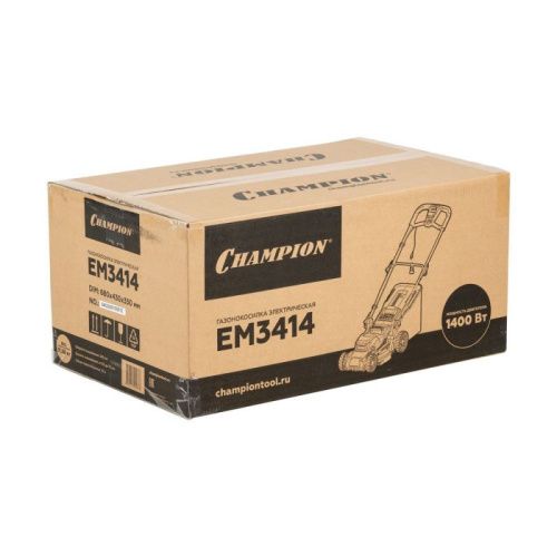Газонокосилка эл. CHAMPION EM3414 (1,4 кВт травосб. 35л ширина 340мм 20-70мм, 10,7кг)-Tehinstrument