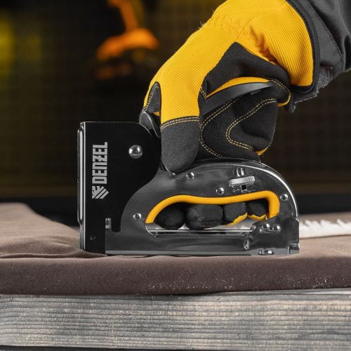 Степлер металл., скобы в комплекте, плавная регулировка удара, 2К рукоятка, тип 53, 4-14 мм Denzel-Tehinstrument